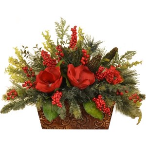 Floral Home Decor Magnolia and Berry Christmas Centerpiece FLHD1297